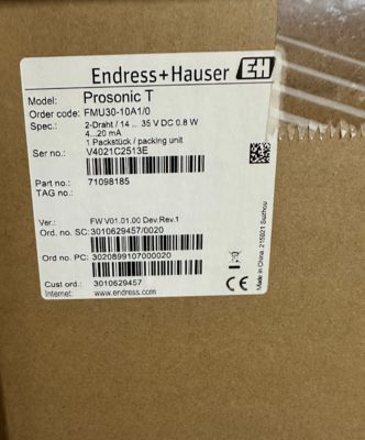 Endress Hauser FMU30-10A1/0 ultrasonic level transmitter under the Prosonic series