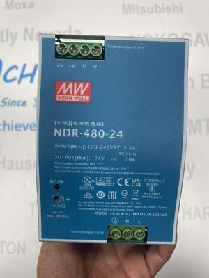MEAN WELL NDR-480-24 DIN रेल बिजली आपूर्ति लाइन वोल्टेज 200 से 600 वोल्ट AC बड़ी के लिए