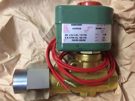 8266D069V 1/2 "एनपीटी इमर्सन एएससीओ 2 वे सोलेनोइड वाल्व ईंधन तेल 120VAC 1/4" खोखला