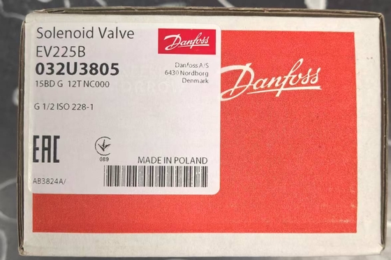 Danfoss सोलेनोइड वाल्व, EV225B, कार्यः NC, G, 1/2, 3 m3/h, PTFE 032U3805